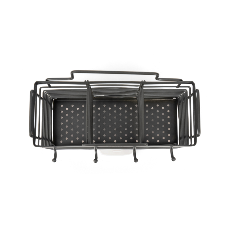 ইউটেনসিল হোল্ডার সহ 3-কম্পার্টমেন্ট ডিশ শুকানোর র্যাক