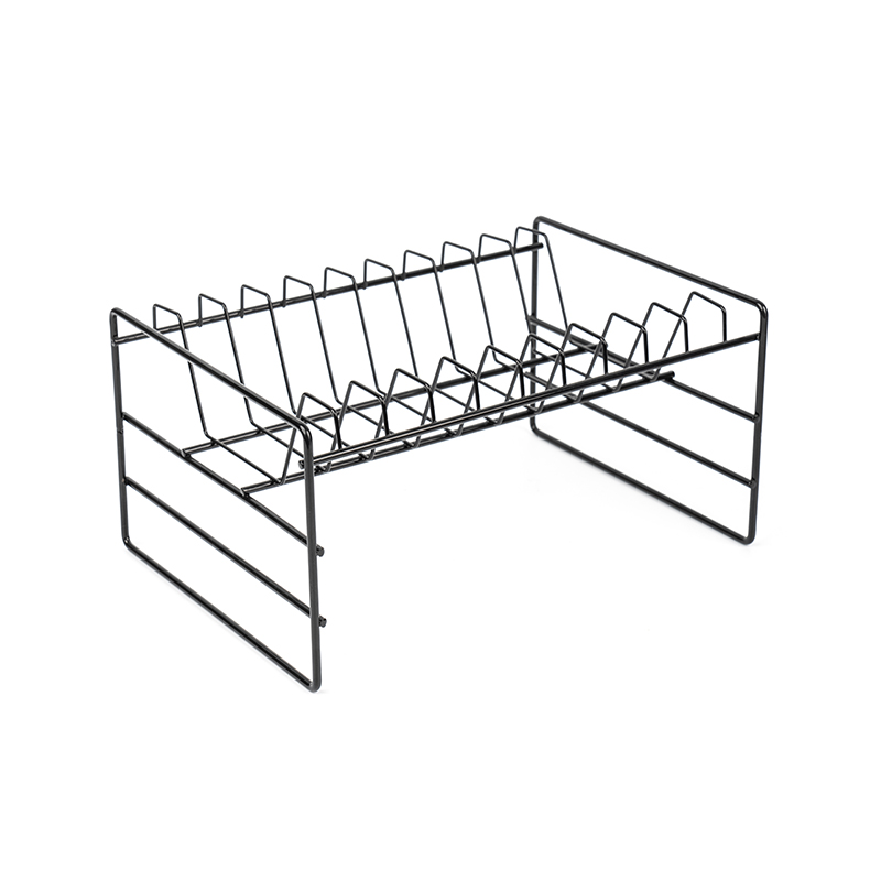 পাত্রের জন্য কালো মাল্টিফাংশনাল সিঙ্ক স্টোরেজ র্যাক