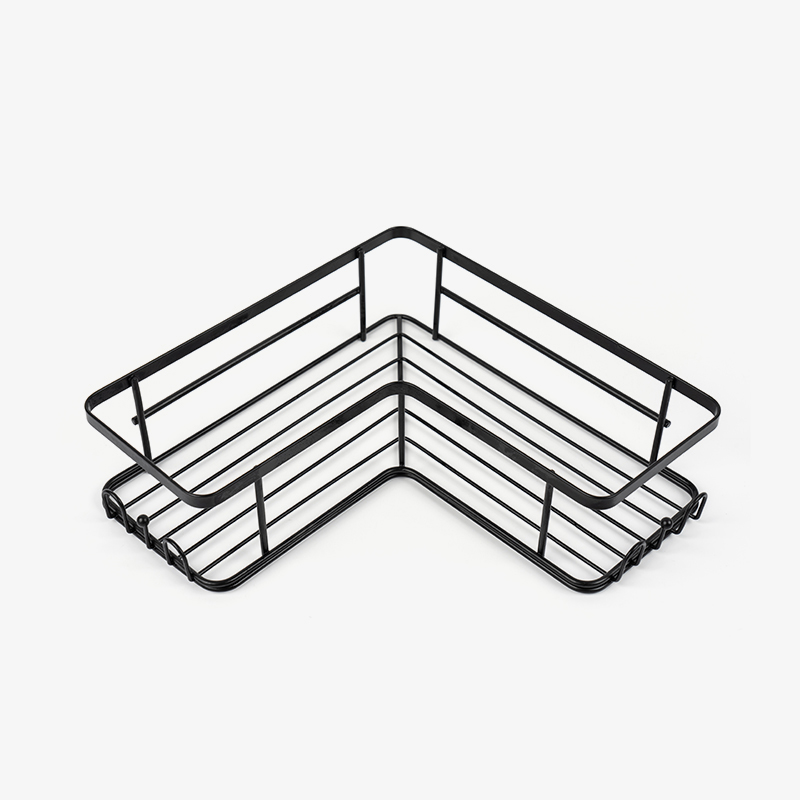 কালো কর্নার ঝরনা ক্যাডি ওয়াল মাউন্ট স্টেইনলেস স্টীল