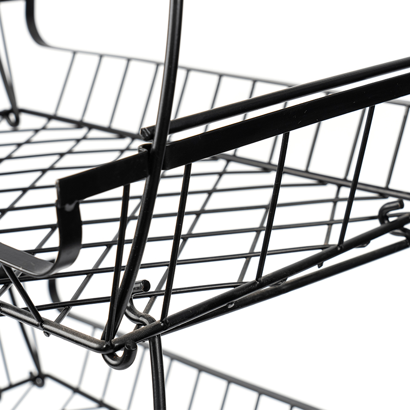 ঘূর্ণায়মান চাকার সাথে 4-স্তর স্ট্যাকযোগ্য ফল এবং সবজির ঝুড়ি