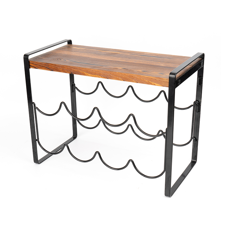 দেহাতি কাঠ কাউন্টারটপ ওয়াইন র্যাক বোতল সমাবেশ প্রয়োজন নেই