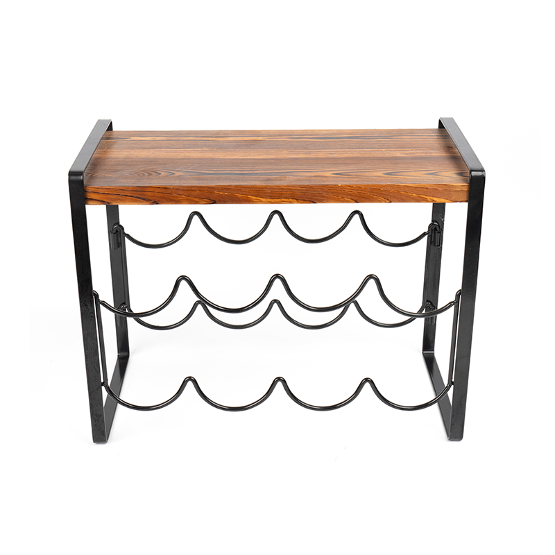 দেহাতি কাঠ কাউন্টারটপ ওয়াইন র্যাক বোতল সমাবেশ প্রয়োজন নেই